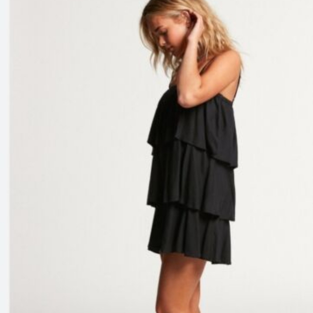 Volcom Women's Viscose Black Tiered Mini Dress Size Small
